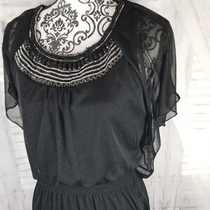 Wedding A byer sz M beaded black ruffle‎ dress